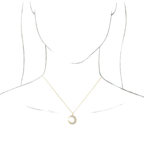 14K Yellow Gold 1/3 CTW Natural Diamond Crescent Moon 16-18" Necklace