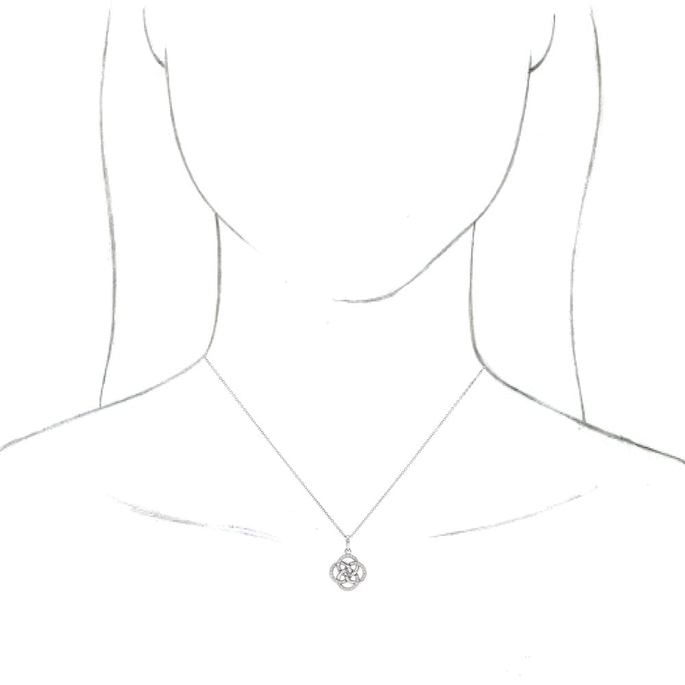 14K White Gold 1/8 CTW Natural Diamond Five-Fold Celtic-Inspired 16-18" Necklace