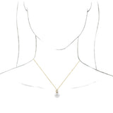 14K Yellow Cultured White Freshwater Pearl & 1/4 CTW Natural Diamond 16-18" Necklace