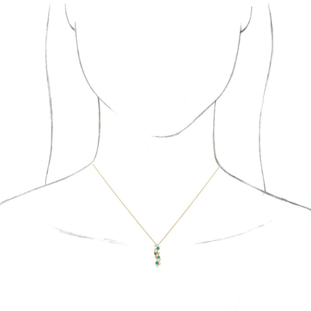 14K Yellow Natural Ethiopian Opal Turquoise & .03 CTW Natural Diamond 16-18" Necklace