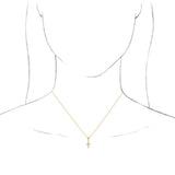 14K Yellow .03 CTW Natural Diamond Petite Vintage-Inspired 16-18" Cross Necklace