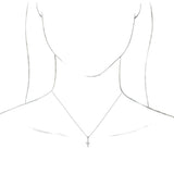 14K White Gold .03 CTW Natural Diamond Petite Vintage-Inspired 16-18" Cross Necklace