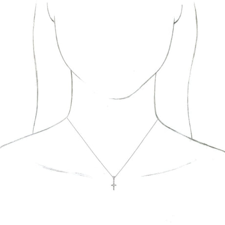 14K White Gold .03 CTW Natural Diamond Petite Vintage-Inspired 16-18" Cross Necklace