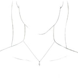 14K White Gold .03 CTW Natural Diamond Petite Vintage-Inspired 16-18" Cross Necklace