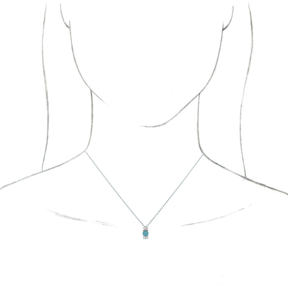 14K White Natural Aquamarine & 1/6 CTW Natural Diamond 16-18" Necklace