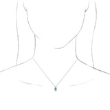 14K White Natural Aquamarine & 1/6 CTW Natural Diamond 16-18" Necklace