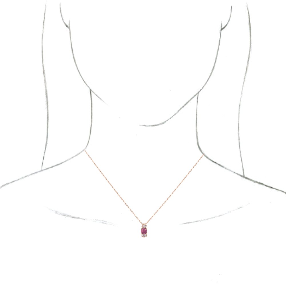 14K Rose Natural Pink Tourmaline & 1/6 CTW Natural Diamond 16-18" Necklace