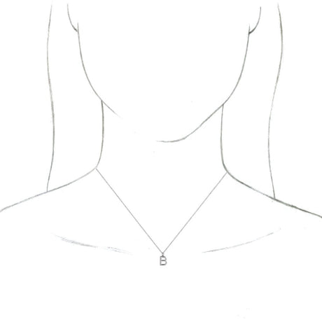 14K White Initial B Dangle 16" Necklace