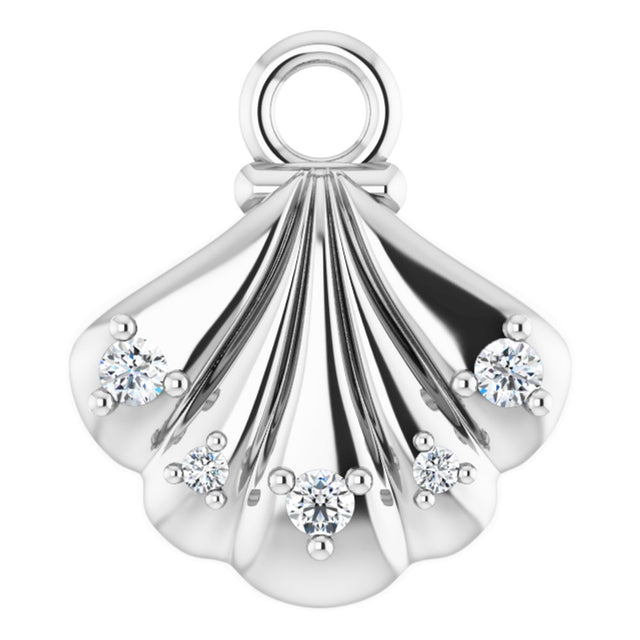 14K White .03 CTW Natural Diamond Seashell Dangle