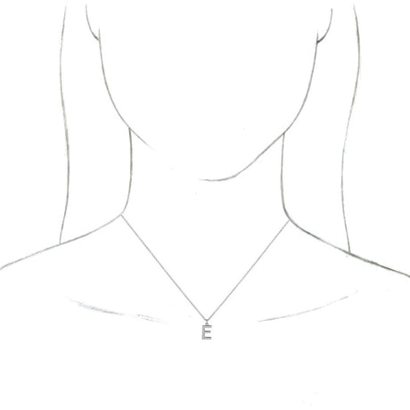 14K White Initial E Dangle 16" Necklace