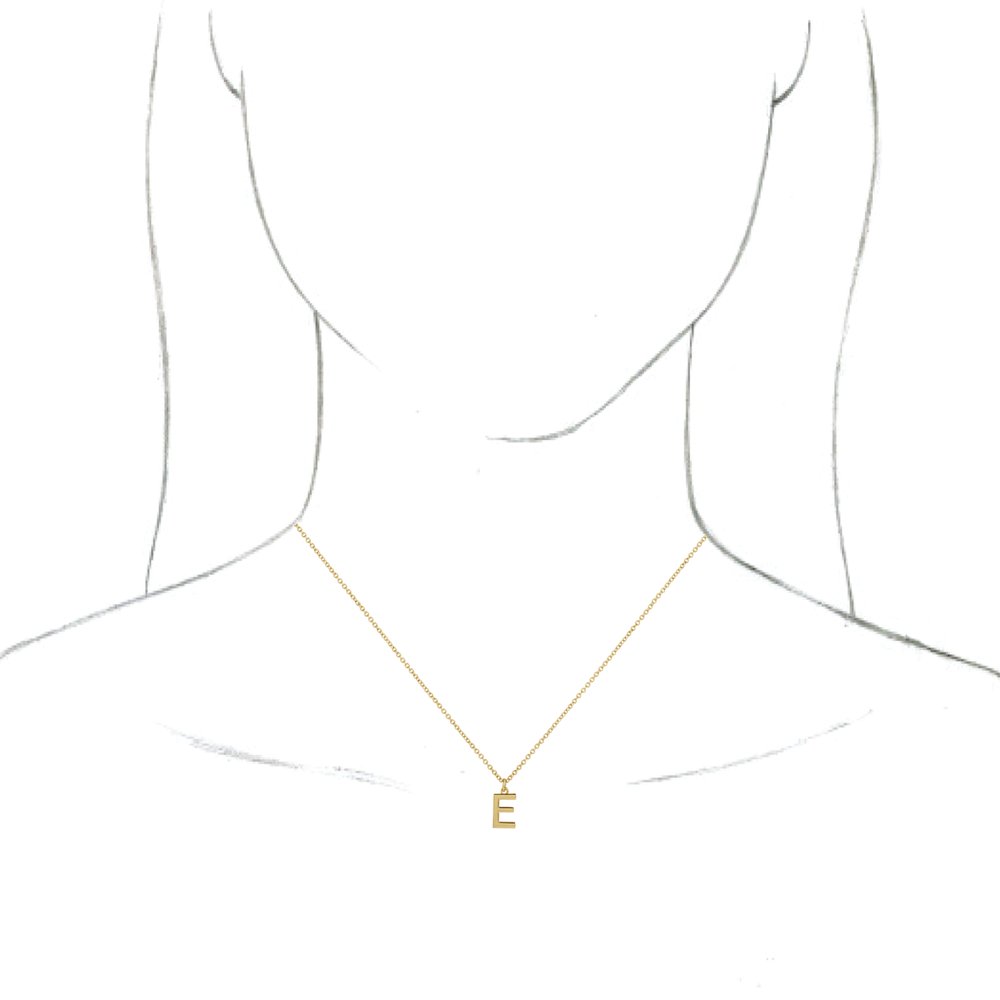 18K Yellow Gold-Plated Sterling Silver Initial E Dangle 18" Necklace