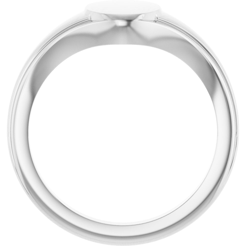 14K White 10.4x7.1 mm Oval Fluted Signet Ring