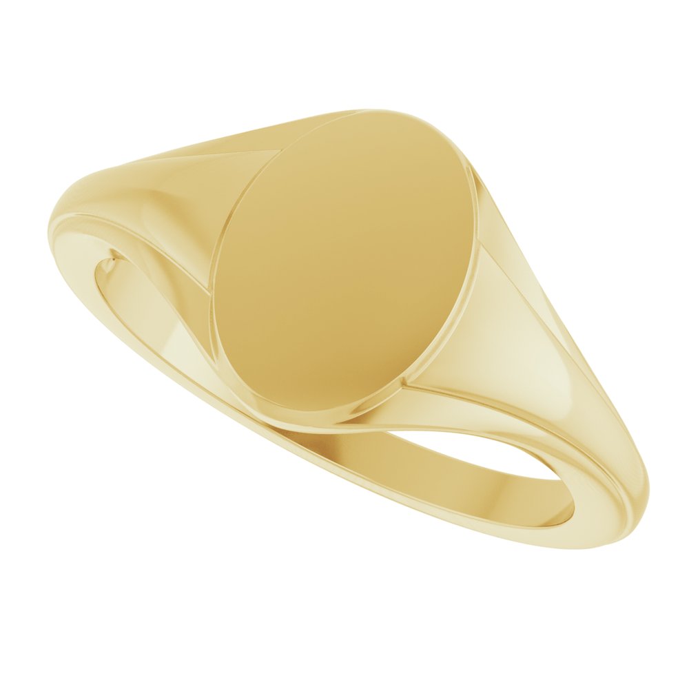14K Yellow Gold 10.4x7.1 mm Oval Fluted Signet Ring