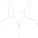 14K White Geometric 16-18"  Y Necklace