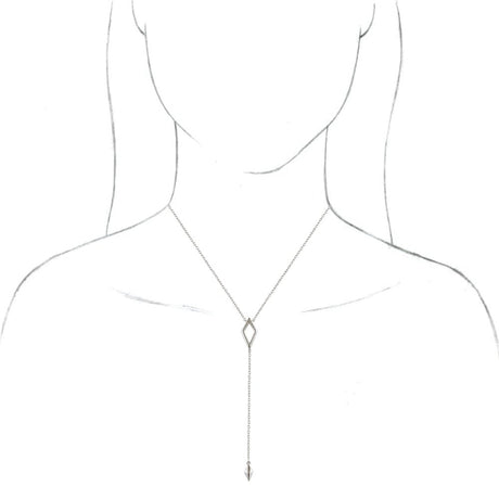 14K White Geometric 16-18"  Y Necklace