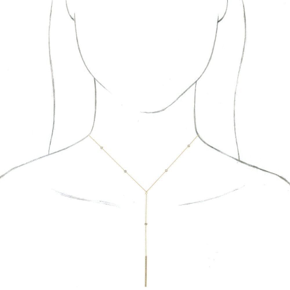 14K Yellow Gold 1/3 CTW Natural Diamond Bar 15-17" Y Necklace