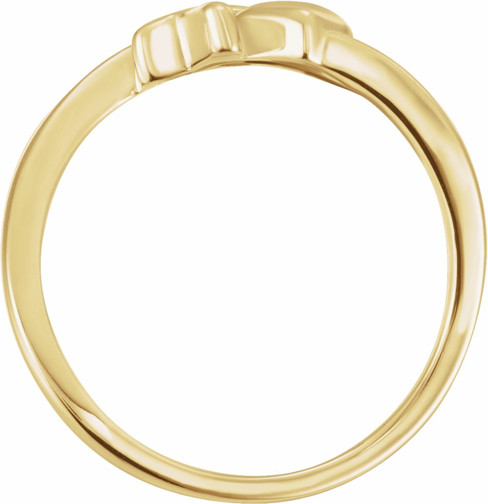 14K Yellow Cross & Heart Chastity Ring