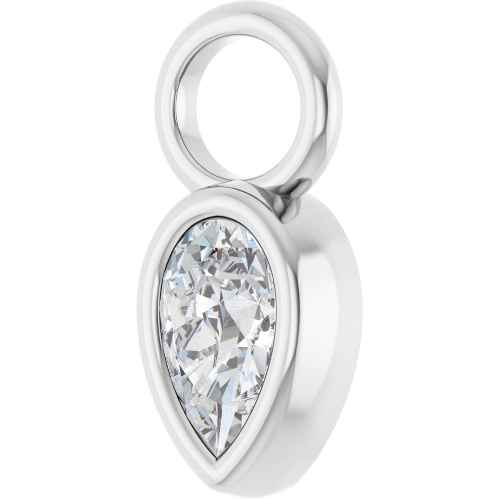 14K White 1/3 CT Natural Diamond Hoop Dangle