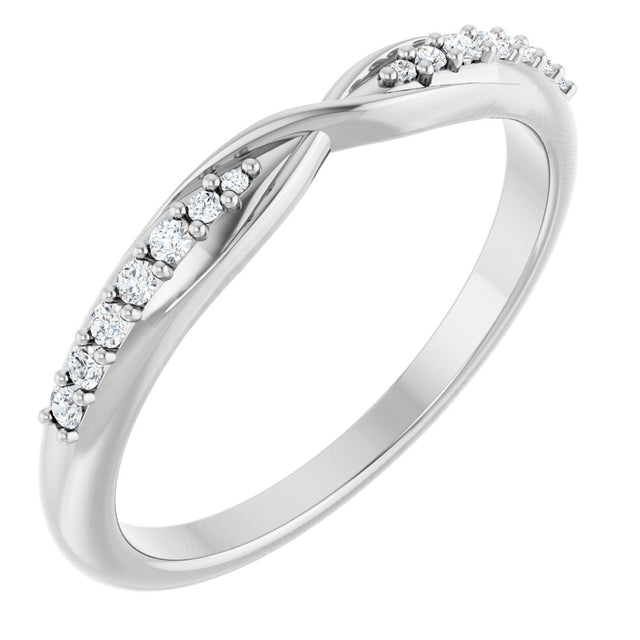 14K White Gold 1/10 CTW Natural Diamond Contour Band