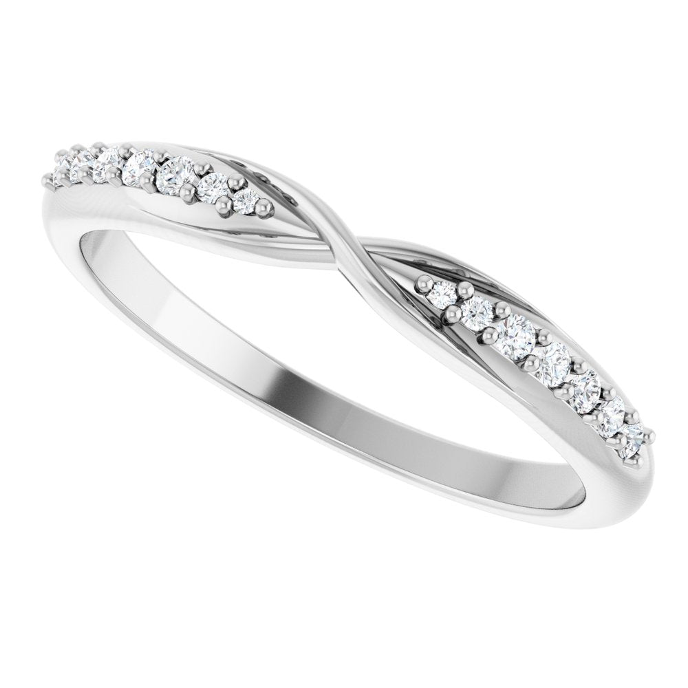 14K White Gold 1/10 CTW Natural Diamond Contour Band