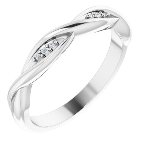 14K White Gold .02 CTW Natural Diamond Stackable Twisted Ring