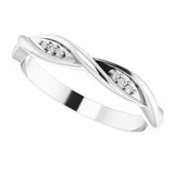 14K White Gold .02 CTW Natural Diamond Stackable Twisted Ring