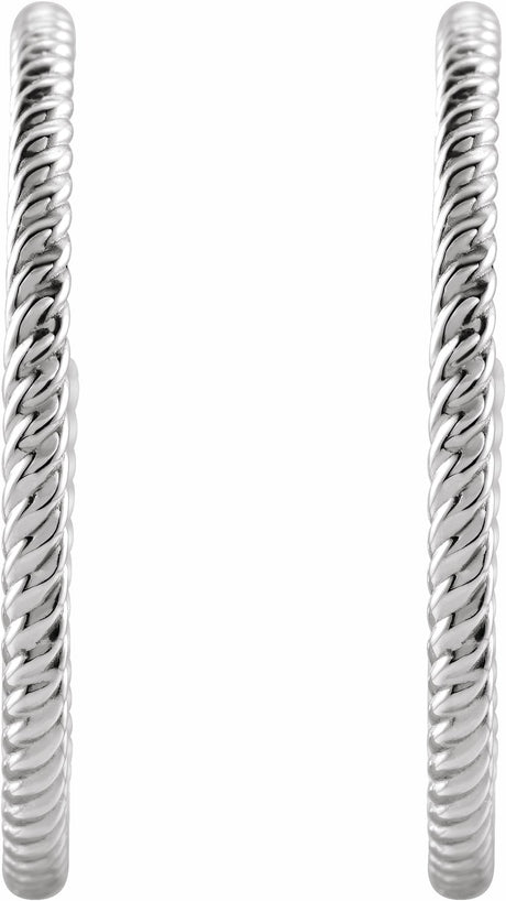 14K White Gold Rope 25 mm Hoop Earrings