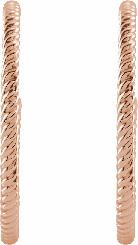 14K Rose Gold Rope 25 mm Hoop Earrings