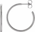 14K White Gold Rope 25 mm Hoop Earrings