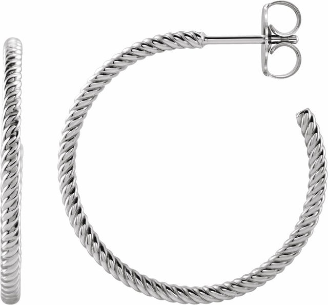 14K White Gold Rope 25 mm Hoop Earrings