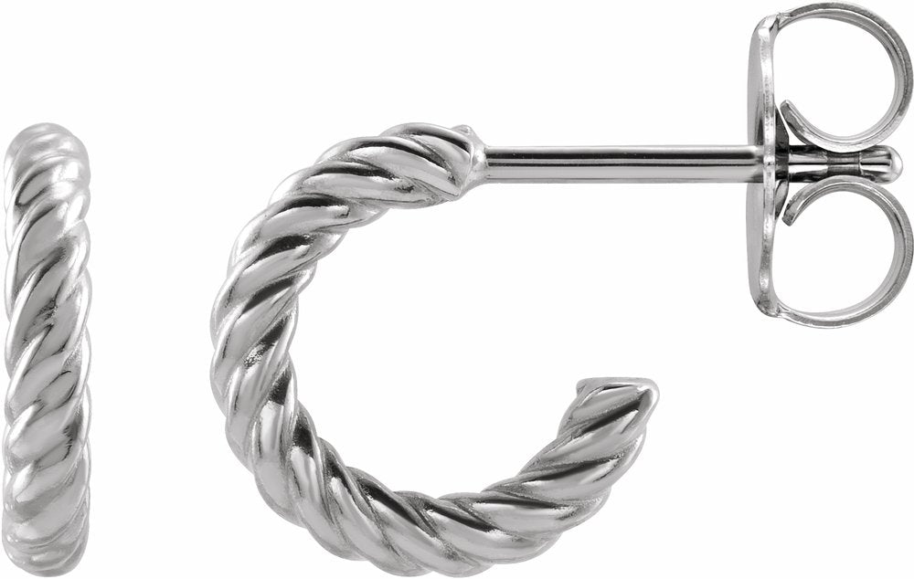 Platinum Rope 9 mm Hoop Earrings