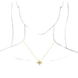 14K Yellow Natural Turquoise & .08 CTW Natural Diamond 16-18" Necklace