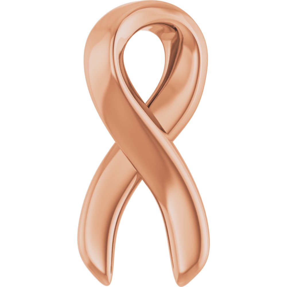 14K Rose 10.82x5.01 mm Survivor Ribbon Slide Pendant