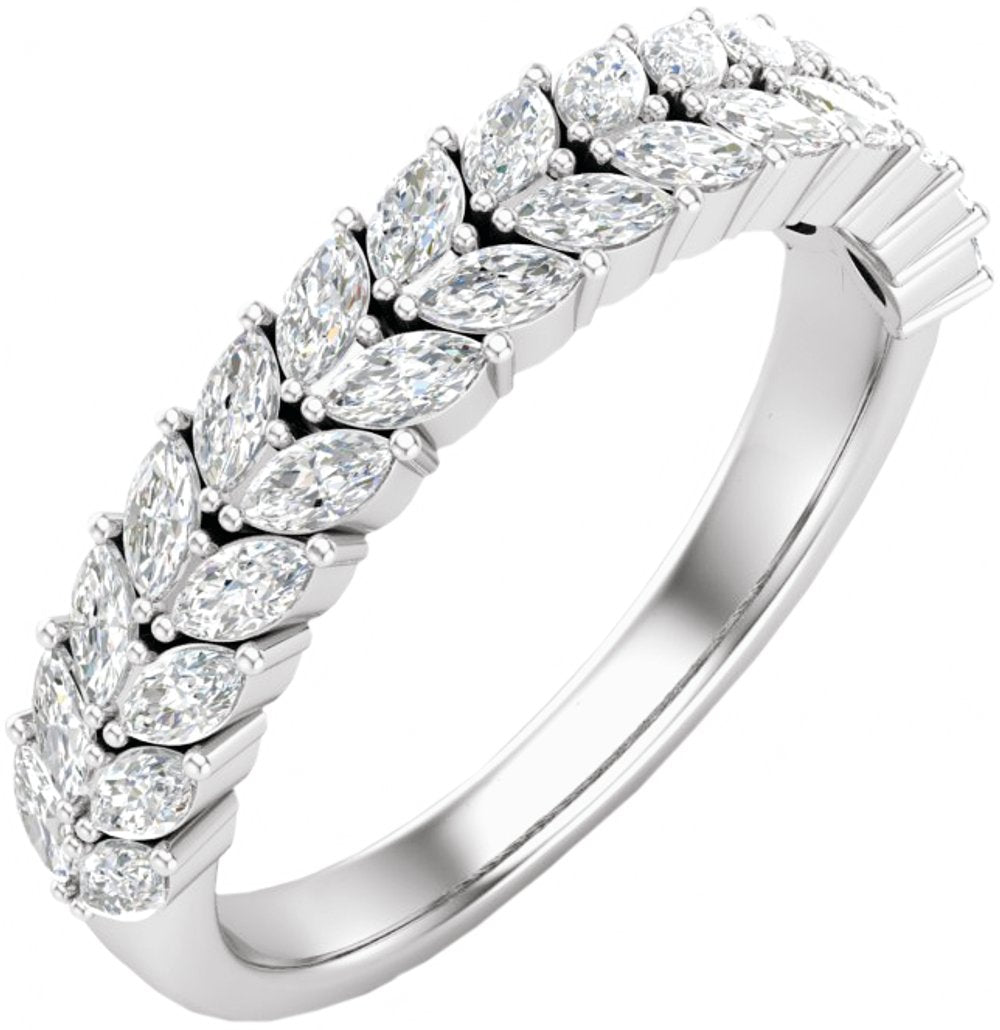 14K White 3/4 CTW Lab-Grown Diamond Double Row Anniversary Band