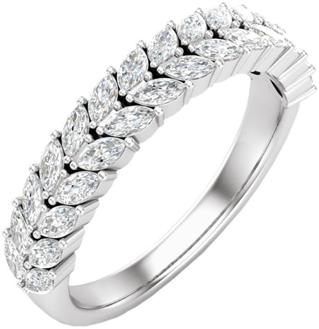 14K White Gold 7/8 CTW Natural Diamond Double Row Anniversary Band