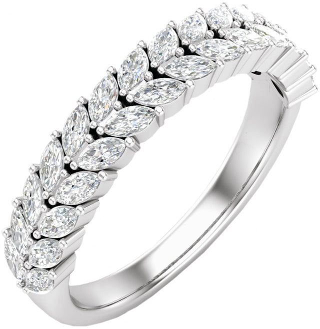 14K White Gold 7/8 CTW Natural Diamond Double Row Anniversary Band