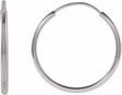 14K White Gold Flexible Endless Tube 15 mm Hoop Earrings