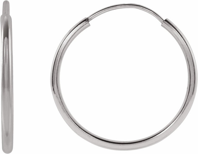 14K White Gold Flexible Endless Tube 15 mm Hoop Earrings