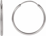 14K White Flexible Endless Tube 15 mm Hoop Earrings