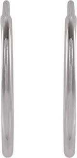 14K White Gold Flexible Endless Tube 15 mm Hoop Earrings