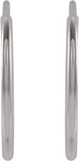 14K White Gold Flexible Endless Tube 15 mm Hoop Earrings