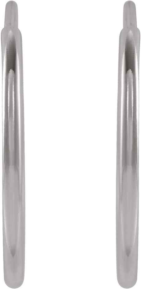 14K White Gold Flexible Endless Tube 15 mm Hoop Earrings