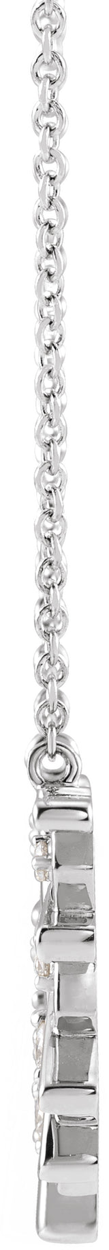 Sterling Silver 1/8 CTW Natural Diamond Fan 16" Necklace