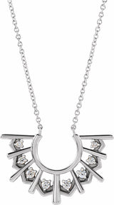 Sterling Silver 1/8 CTW Natural Diamond Fan 16" Necklace