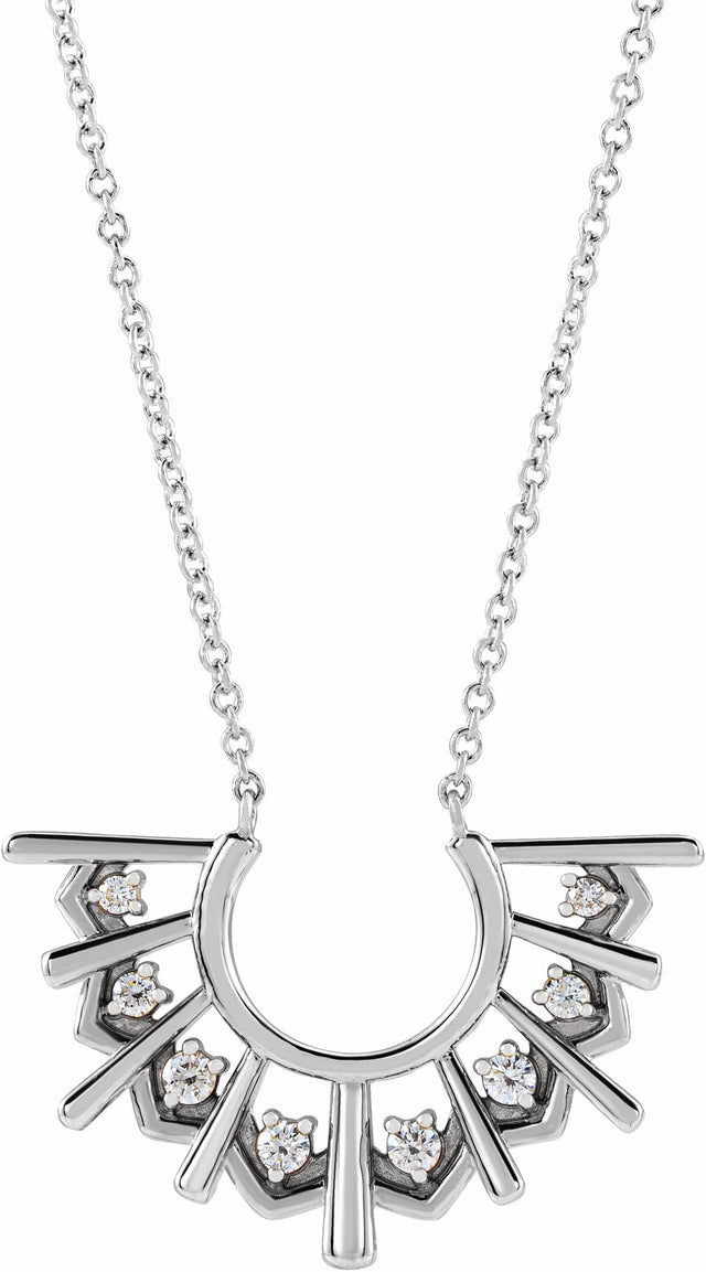 Sterling Silver 1/8 CTW Natural Diamond Fan 16" Necklace