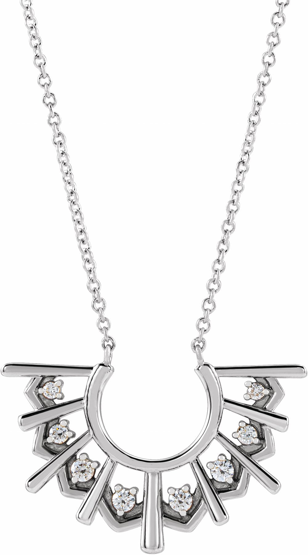 Sterling Silver 1/8 CTW Natural Diamond Fan 16" Necklace