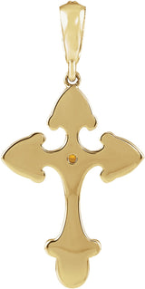 14K Yellow Gold Natural Citrine & .06 CTW Natural Diamond Cross Pendant