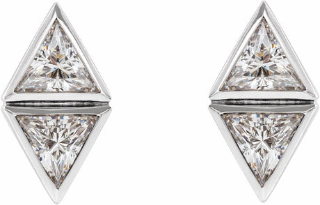 14K White 1/6 CTW Natural Diamond Two-Stone Bezel-Set Earrings