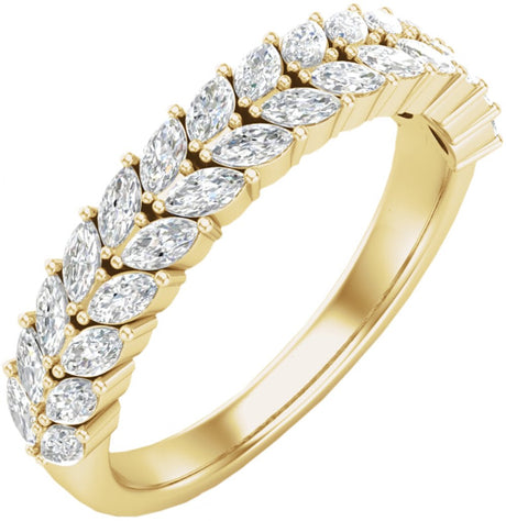 14K Yellow 7/8 CTW Natural Diamond Double Row Anniversary Band