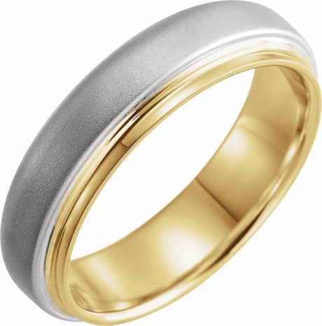 14K Yellow & White 6 mm Edged Band with Brushed Finished Size 10.5